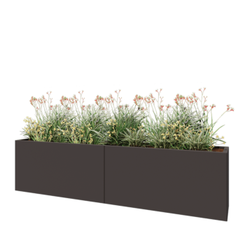 Jardinière XXL en acier - Rectangle - 240 x 40 x 60 cm - RAL7016 mat (gris anthracite) - Sanc plaque de fond
