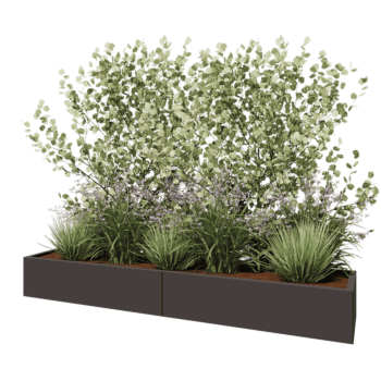 Jardinière XXL en acier - Rectangle - 240 x 50 x 30 cm - RAL7016 mat (gris anthracite) - Avec plaque de fond