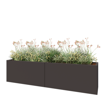 Jardinière XXL en acier - Rectangle - 240 x 50 x 60 cm - RAL7016 mat (gris anthracite) - Avec plaque de fond