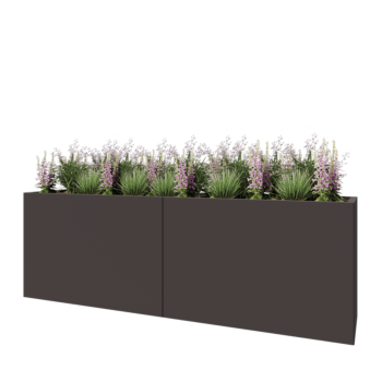 Jardinière XXL en acier - Rectangle - 240 x 50 x 80 cm - RAL7016 mat (gris anthracite) - Sanc plaque de fond