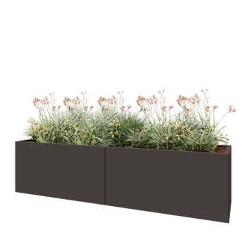 Jardinière XXL en acier - Rectangle - 240 x 60 x 60 cm - RAL7016 mat (gris anthracite) - Sanc plaque de fond