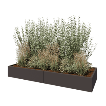 Jardinière XXL en acier - Rectangle - 240 x 80 x 30 cm - RAL7016 mat (gris anthracite) - Avec plaque de fond