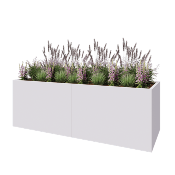 Jardinière XXL en acier - Rectangle - 240 x 80 x 80 cm - RAL9010 mat (blanc) - Avec plaque de fond