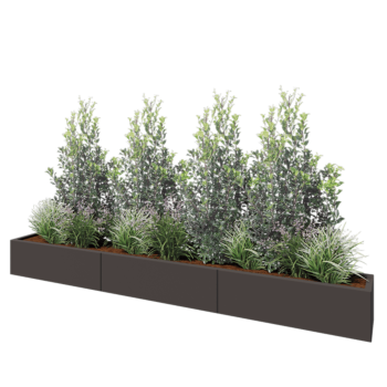 Jardinière XXL en acier - Rectangle - 300 x 30 x 30 cm - RAL7016 mat (gris anthracite) - Sanc plaque de fond