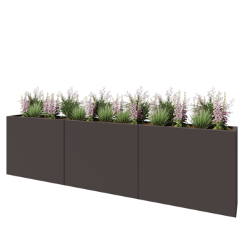 Jardinière XXL en acier - Rectangle - 300 x 30 x 80 cm - RAL7016 mat (gris anthracite) - Avec plaque de fond