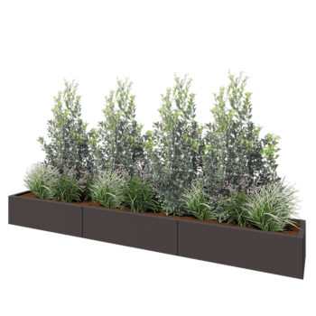 Jardinière XXL en acier - Rectangle - 300 x 40 x 30 cm - RAL7016 mat (gris anthracite) - Sanc plaque de fond