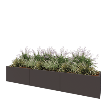 Jardinière XXL en acier - Rectangle - 300 x 50 x 50 cm - RAL7016 mat (gris anthracite) - Avec plaque de fond