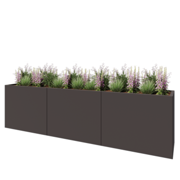 Jardinière XXL en acier - Rectangle - 300 x 50 x 80 cm - RAL7016 mat (gris anthracite) - Sanc plaque de fond