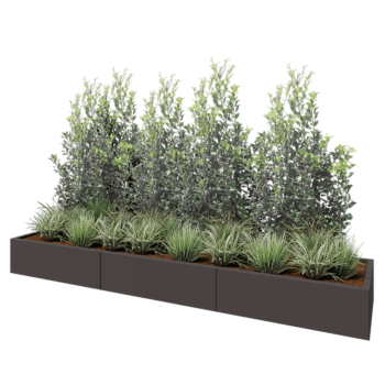 Jardinière XXL en acier - Rectangle - 300 x 60 x 30 cm - RAL7016 mat (gris anthracite) - Avec plaque de fond