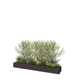 Jardinière XXL en acier - Rectangle - 320 x 50 x 30 cm - RAL7016 mat (gris anthracite) - Avec plaque de fond