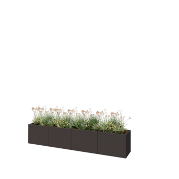 Jardinière XXL en acier - Rectangle - 320 x 50 x 60 cm - RAL7016 mat (gris anthracite) - Sanc plaque de fond