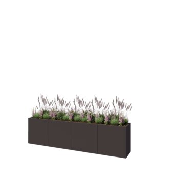 Jardinière XXL en acier - Rectangle - 320 x 50 x 80 cm - RAL7016 mat (gris anthracite) - Sanc plaque de fond