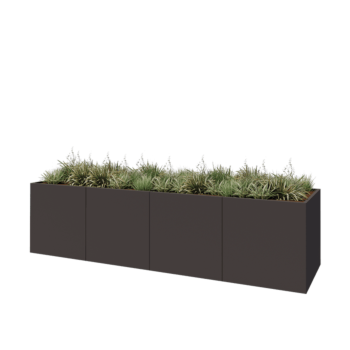 Jardinière XXL en acier - Rectangle - 400 x 100 x 100 cm - RAL7016 mat (gris anthracite) - Avec plaque de fond