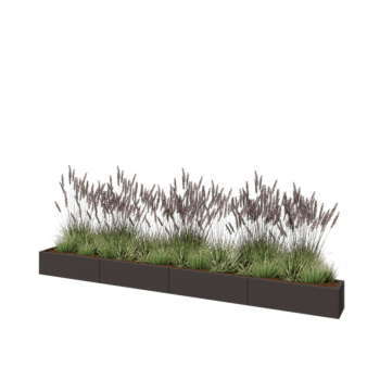 Jardinière XXL en acier - Rectangle - 400 x 30 x 30 cm - RAL7016 mat (gris anthracite) - Sanc plaque de fond