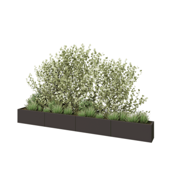 Jardinière XXL en acier - Rectangle - 400 x 30 x 40 cm - RAL7016 mat (gris anthracite) - Sanc plaque de fond