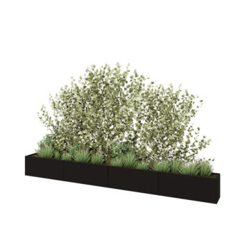 Jardinière XXL en acier - Rectangle - 400 x 30 x 40 cm - RAL9005 mat (noir) - Avec plaque de fond