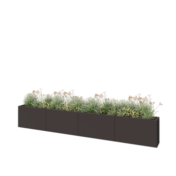 Jardinière XXL en acier - Rectangle - 400 x 30 x 60 cm - RAL7016 mat (gris anthracite) - Avec plaque de fond