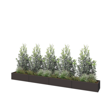 Jardinière XXL en acier - Rectangle - 400 x 40 x 30 cm - RAL7016 mat (gris anthracite) - Sanc plaque de fond