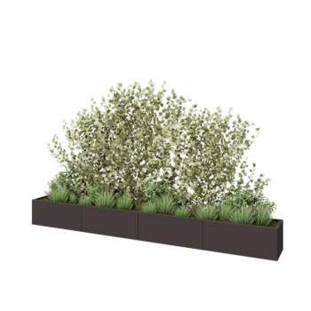 Jardinière XXL en acier - Rectangle - 400 x 40 x 40 cm - RAL7016 mat (gris anthracite) - Sanc plaque de fond