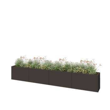 Jardinière XXL en acier - Rectangle - 400 x 40 x 60 cm - RAL7016 mat (gris anthracite) - Avec plaque de fond