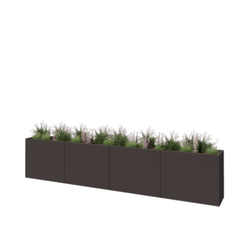 Jardinière XXL en acier - Rectangle - 400 x 40 x 80 cm - RAL7016 mat (gris anthracite) - Sanc plaque de fond