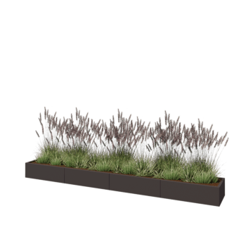 Jardinière XXL en acier - Rectangle - 400 x 50 x 30 cm - RAL7016 mat (gris anthracite) - Avec plaque de fond