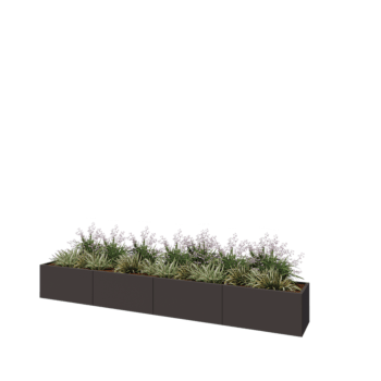Jardinière XXL en acier - Rectangle - 400 x 50 x 50 cm - RAL7016 mat (gris anthracite) - Sanc plaque de fond