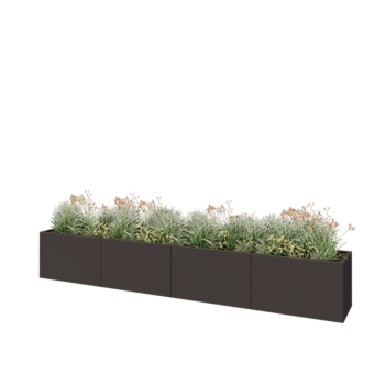 Jardinière XXL en acier - Rectangle - 400 x 50 x 60 cm - RAL7016 mat (gris anthracite) - Sanc plaque de fond