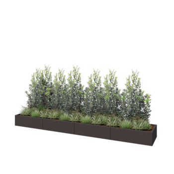 Jardinière XXL en acier - Rectangle - 400 x 60 x 30 cm - RAL7016 mat (gris anthracite) - Avec plaque de fond