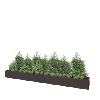 Jardinière XXL en acier - Rectangle - 480 x 50 x 40 cm - RAL7016 mat (gris anthracite) - Sanc plaque de fond