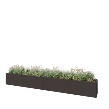 Jardinière XXL en acier - Rectangle - 480 x 50 x 60 cm - RAL7016 mat (gris anthracite) - Sanc plaque de fond