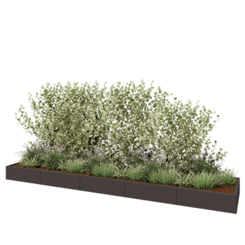 Jardinière XXL en acier - Rectangle - 500 x 100 x 30 cm - RAL7016 mat (gris anthracite) - Sanc plaque de fond