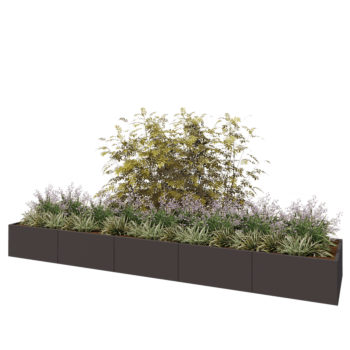 Jardinière XXL en acier - Rectangle - 500 x 100 x 50 cm - RAL7016 mat (gris anthracite) - Sanc plaque de fond