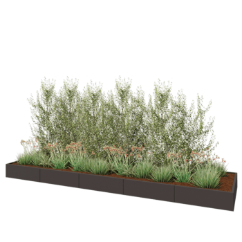 Jardinière XXL en acier - Rectangle - 500 x 120 x 30 cm - RAL7016 mat (gris anthracite) - Sanc plaque de fond