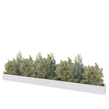 Jardinière XXL en acier - Rectangle - 500 x 40 x 30 cm - RAL9010 mat (blanc) - Sanc plaque de fond
