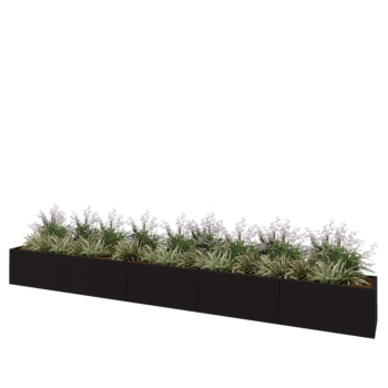 Jardinière XXL en acier - Rectangle - 500 x 50 x 50 cm - RAL9005 mat (noir) - Sanc plaque de fond