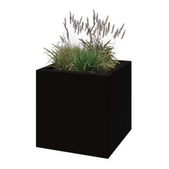 Jardinière en polyester - Carré - 70 x 70 x 70 cm - RAL9005 mat (noir) - Avec fond
