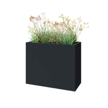 Jardinière en polyester - Rectangle - 100 x 40 x 80 cm - RAL7021 mat (gris noir) - Avec fond