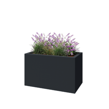 Jardinière en polyester - Rectangle - 100 x 50 x 60 cm - RAL7021 mat (gris noir) - Avec fond