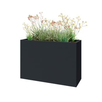 Jardinière en polyester - Rectangle - 120 x 40 x 80 cm - RAL7021 mat (gris noir) - Avec fond