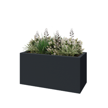 Jardinière en polyester - Rectangle - 120 x 50 x 40 cm - RAL7021 mat (gris noir) - Avec fond