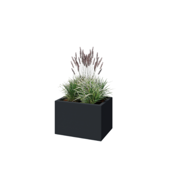 Jardinière en polyester - Rectangle - 60 x 40 x 40 cm - RAL7021 mat (gris noir) - Avec fond