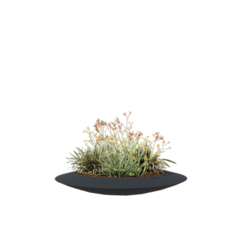 Jardinière en polyester - Coupe - Ø 120 x 20 cm - RAL7021 mat (gris noir) - Avec fond