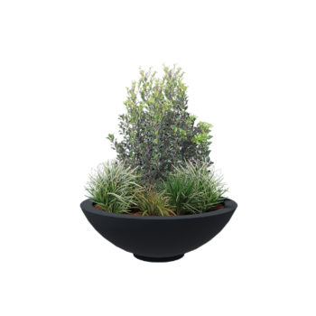 Jardinière en polyester - Coupe - Ø 120 x 40 cm - RAL7021 mat (gris noir) - Avec fond