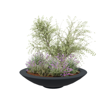 Jardinière en polyester - Coupe - Ø 153 x 34 cm - RAL7021 mat (gris noir) - Avec fond