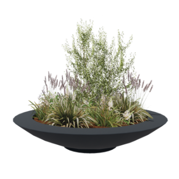 Jardinière en polyester - Coupe - Ø 200 x 40 cm - RAL7021 mat (gris noir) - Avec fond