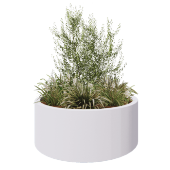 Jardinière en polyester - Rond - Ø 150 x 60 cm - RAL9010 mat (blanc) - Avec fond