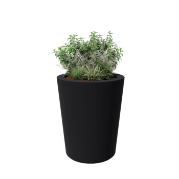 Jardinière en polyester - Conique - Ø 89 x 100 cm - RAL7021 mat (gris noir) - Avec fond