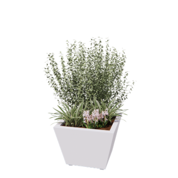 Jardinière en acier - Cône - 60 x 60 x 41,5 cm - Soudé - RAL9010 mat (blanc) - Avec plaque de fond