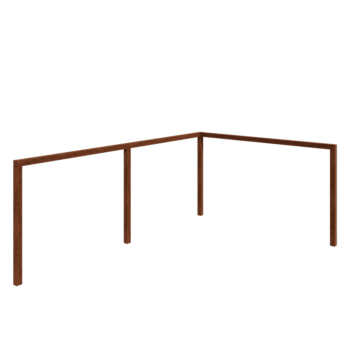 Pergola en acier Corten - Angle - 600 x 412 x 242 cm - Sans plot béton